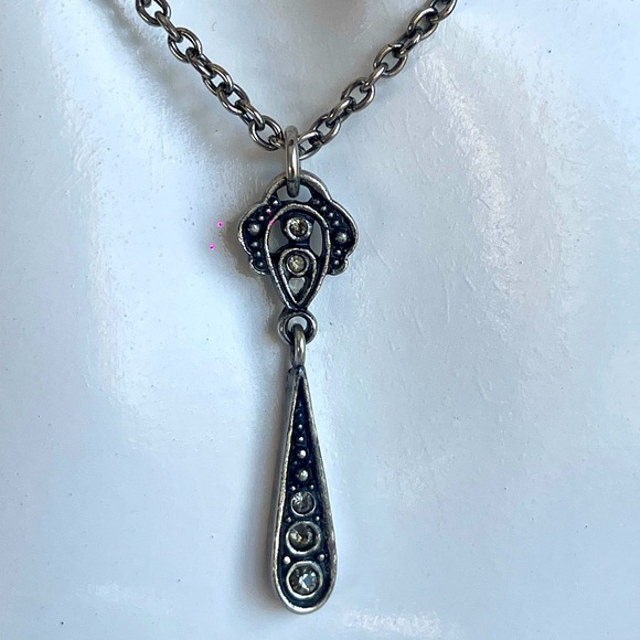 CHRISTIAN DIOR SIGNED GUNMETAL NECKLACE - Picture 11 of 12